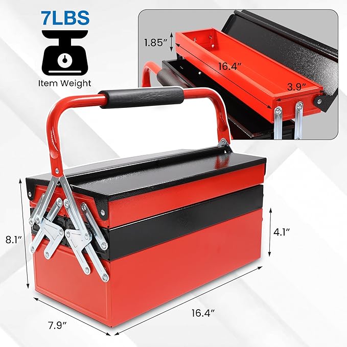 Mini Toolbox, Tool Box Organizer with Steel, Cantilever for Workshop, Garage, Warehouse