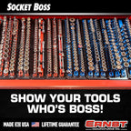 Ernst Mfg. 8493 RD Socket BOSS Tray High-Density System with (2) Red 13" Socket Rail + (28) Twist Lock Clips, 3/8" Drive - Made in USA