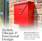 NACH Mailboxes for Outside Wall Mount, 10 x 10 x 4 inch Red Mail Boxes for House Outside, Waterproof Mailboxes for Outside - Chicago Style Mail Box