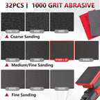 32-Pack 3x4 Inch 1000 Grit Hook & Loop Sanding Sponges - Wet/Dry Foam Pads for Medium-Fine Surface Smoothing on Wood, Metal & Automotive