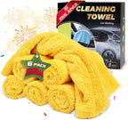 Microfiber Hand Towels,Upgraded 450gsm Ultra-Thick,Washcloths for Car and Home Polishing Washing & Detailing,Car Cleaning Interior Rags 16"x16"|Yellow 6-Pack