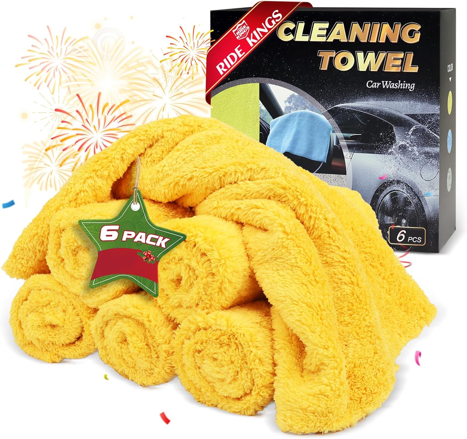 Microfiber Hand Towels,Upgraded 450gsm Ultra-Thick,Washcloths for Car and Home Polishing Washing & Detailing,Car Cleaning Interior Rags 16"x16"|Yellow 6-Pack