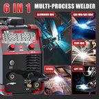 AWT Simplified Aluminum 160A MIG Welder,6 in 1 Gas MIG/Gasless Flux Core MIG/Stick/Lift TIG/Aluminum MIG Welding Machine, 110/220V Dual Voltage,Multi-Process Welding Machine