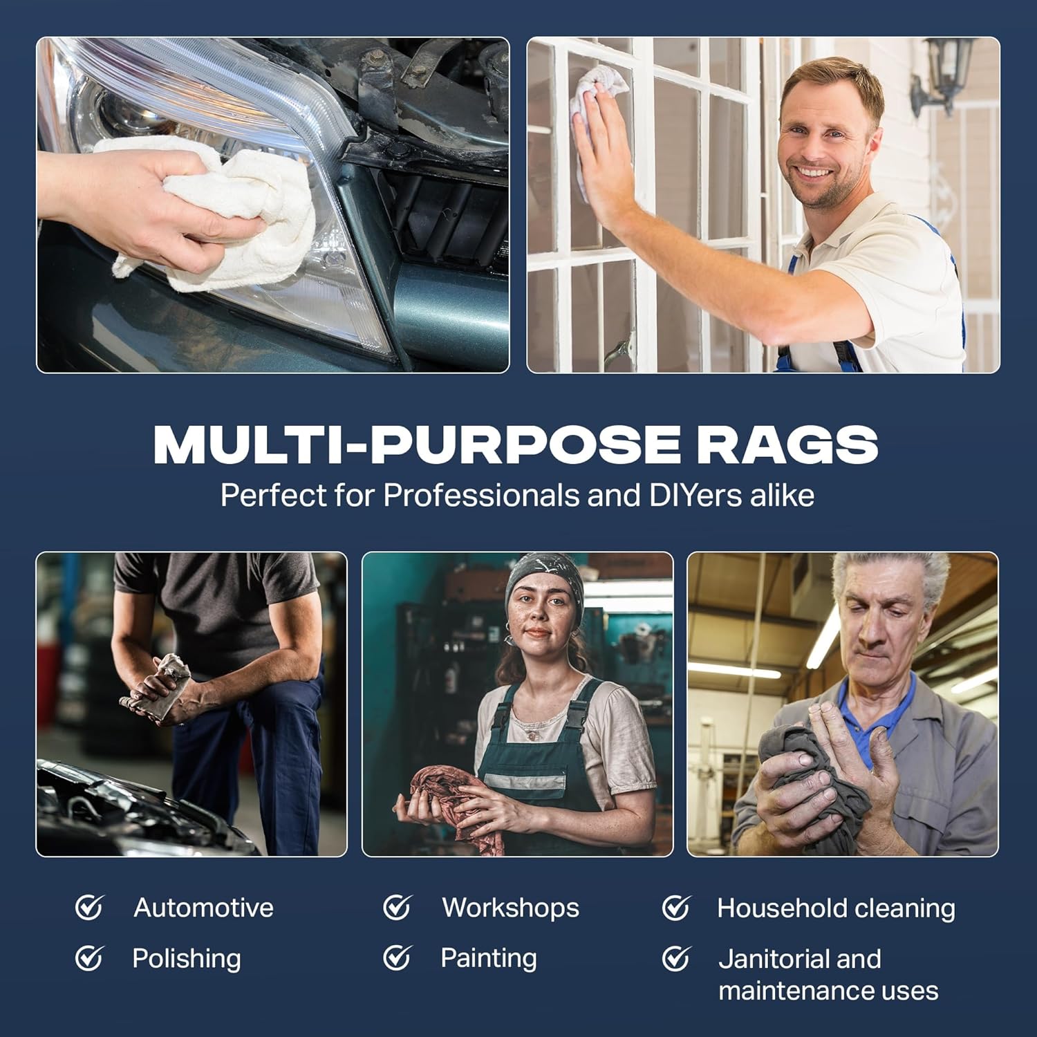 Angel-in-Armor Colored T-Shirt Rags – 50lb Bulk Box of Recycled Cotton Knit Shop Rags (500 Units) – Low Lint Cleaning Cloths for Mechanics, Oil Changes, Industrial and Commercial Use