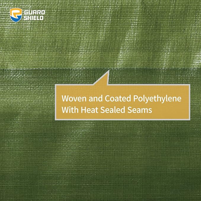 GUARD SHIELD Tarps Heavy Duty Waterproof 12x20 Feet Green Poly Tarp Cover Outdoor Thick UV Resistant Tarpaulin with Grommets 10mil (2-Pack)