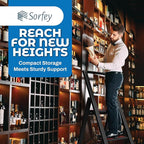 Step Ladder 2 Step Folding, Decorative - Beautiful Mahogany & Black Aluminum, Ultra Slim Profile, Anti Slip Steps, Sturdy-Portable for Home, Office, Kitchen, Photography Use,by SORFEY