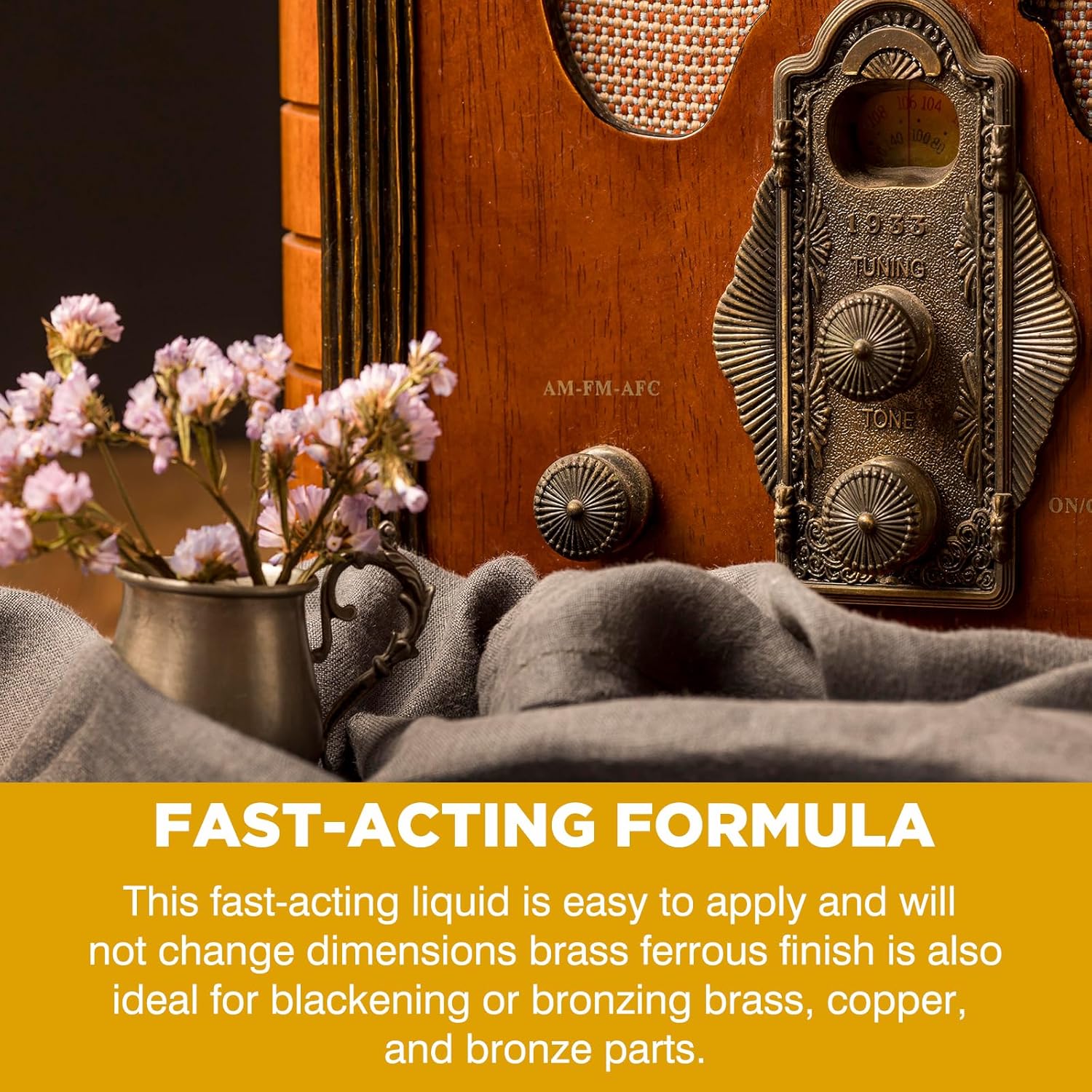 Brass Patina Solution - Brass Black Metal Finish to Blacken, Copper, Bronze Parts - Black Patina for Brass - 3.5 OZ