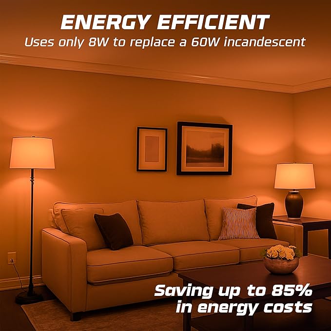 OHLECTRIC A19 LED Light Bulb (2-Pack) 8 Watt (60W Equivalent) E26 Medium Base, Dimmable, 800 Lumens, 2700K, Soft White, 120 Volt, Clear Light Bulbs, Long Life 15,000 Hours, Flicker-Free Bulbs LED