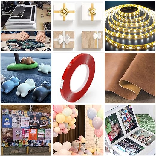 Double Sided Adhesive Tape, Clear Strong Acrylic Adhesive, 10mm x 15M x 0.5mm Thickness, Transparent Tape for Laptop Phone LCD Screen Case Repair Plastic Wood Mounting DIY