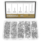 202 Pieces #4 x 1/2" 5/8" 3/4" 1" 1-1/4" Phillips Countersunk Head Self-Tapping Screws, Wood Screws Assortment Kit, 304 Stainless Steel