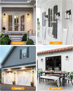 VIANIS Dusk to Dawn Outdoor Porch Lights Wall Mount, Modern Black Exterior Sconce Light for House, Waterproof Carriage Lamp, Anti-Rust Aluminium Wall Lantern with Tempered Seed Glass Shade for Garage