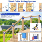 CKE 50 Pairs Cable Railing Kit 1/8" Swage Toggle Turnbuckle Hardware T316 Stainless Steel Cable Railing Hardware for Wood Post, Angle 180° Adjustable Stairs Deck Cable Railing Kit 20 Cable Lines, CR25