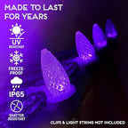 HLO Lighting Set of 500 Purple C9 Faceted LED Christmas Light Bulbs for Indoor & Outdoor Use | Durable Replacement Bulbs