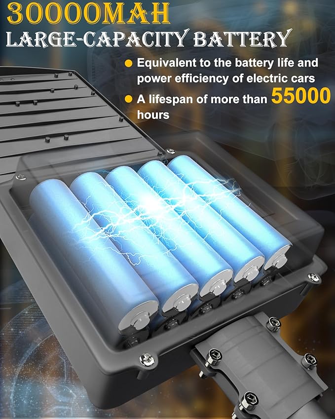 Gefolly SL-7500W Solar Street Lights Outdoor, 400000LM Commercial Parking Lot Light Dusk to Dawn IP67 Waterproof 6500K Security Flood Lights with Motion Sensor Lamp for Yard, Road