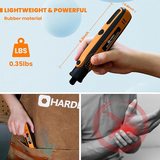 HARDELL Rotary Tool, 4V Mini Cordless Rotary tool Kit con 5 Speed Display, Rechargeable Rotary tool Set with 69 Accessories for Sanding, Grinding, Engraving, Polishing, Drilling, Cutting, DIY Crafting