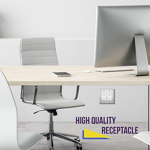 ENERLITES White Decorator Receptacle, Standard Electrical Wall Outlet, 15A 125V, Self-Grounding, 2-Pole, 3-Wire, 5-15R, UL Listed, 61502-TR-W, 10 Pack, Tamper Resistant