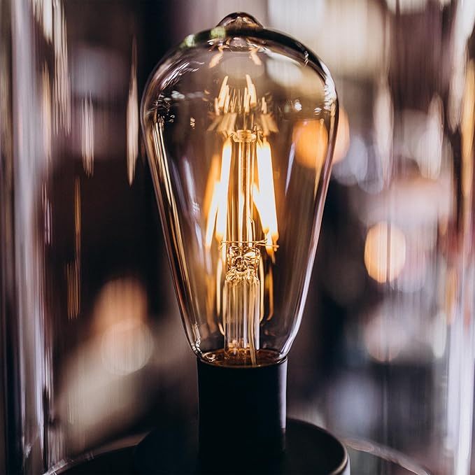 6pcs ST38 Edison Small Bulb 2W Equivalent to 10W-15W-20W E12 Base Warm Amber Glass LED Bulbs for Chandeliers Fans Candelabras Outdoor ST38 String Lights