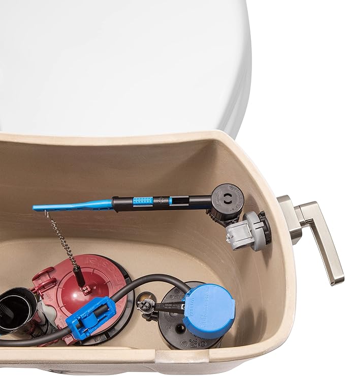 Fluidmaster 698 Universal Premium Toilet Tank Lever In Brushed Nickel, Contemporary Toilet Handle With Adjustable Arm