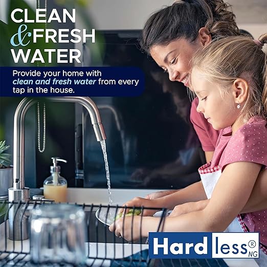 Hardless NG4 Whole House Water Filter- Salt-Free Alternative Softening Device- Reduces Limescale, Sediment & More - Compact, Easy to Install- Comes with 3/4" Inlet/Outlet- Home Water Filtration System