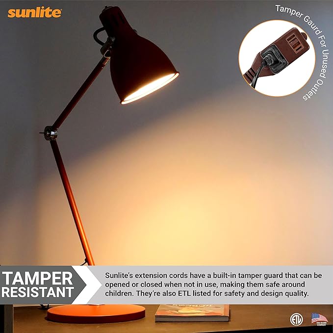 Sunlite 04115-SU EX12/BR 12 Foot Household Extension Cord, 2 Prong, 16/2 Gauge 13 Amp, Brown 12'