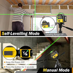 IKOVWUK 3x360° Laser Level, Level for Construction Picture Hanging Floor,12 Lines Self-leveling Laser Level Line with Upgraded Flash Mode, 2X 3000MAH Battery