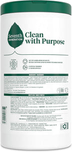 Seventh Generation Multi Surface Wipes All Purpose Cleaning Lemon Zest scent with 100% Essential Oils and Botanical Ingredients 70 count, Pack of 6