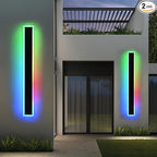 MELUCEE 2 Pack Outdoor RGB Long Wall Lights, 48 Inch Wall Lights RGB/Warm/White Dimmable Modern Led Wall Lighting, IP65 Waterproof Wall Sconce with Remote Control for Outdoor/Indoor Party Gathering