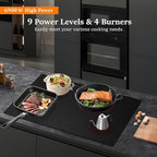 Electric Cooktop 30 Inch, Matte Glass Electric Stove Top 4 Burners with Sensor Touch Control, Fast Heat, Multiple Safety Protection, 6900W with Hard Wire for 220V~240V