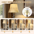 Table Lamps Set of 2 for Living Room, 33'' Tall Bedside Table Lamps with 3 Way Dimmable Bulbs, Farmhouse Buffet Lamps with Laux Leather Shades, Vintage Brown Desk Lamps for Nightstand Bedroom Office