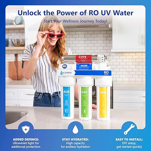 Express Water Reverse Osmosis Ultraviolet Water Filtration System – 100 GPD (Modern Chrome Faucet)