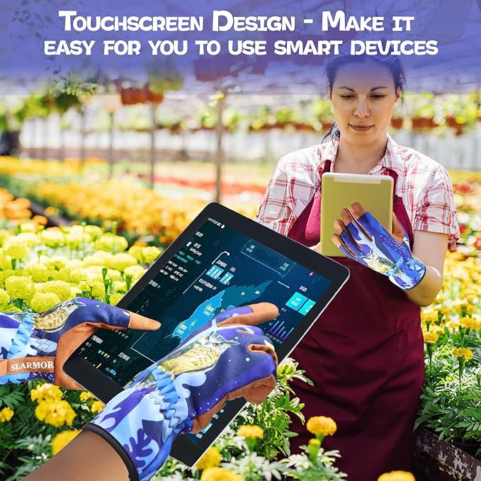 Leather-Gardening-Gloves for Women,Thorn-Proof Work-Gloves for Weeding,Digging,Planting,Pruning Yard garden Gloves