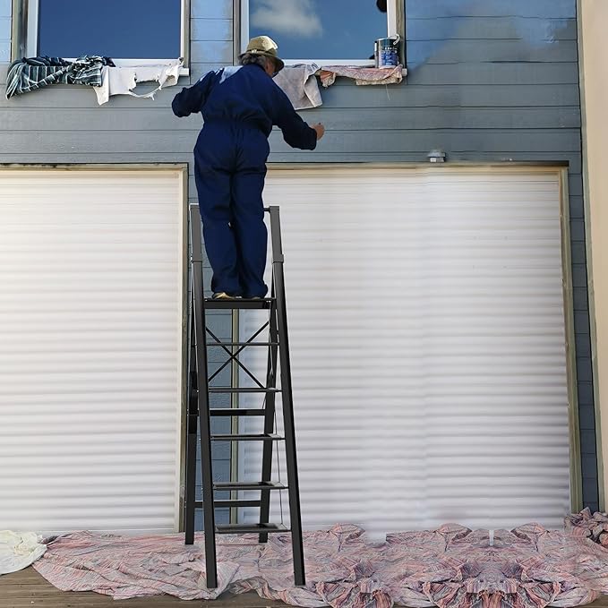 6 Step Ladder, Portable Step Ladder with Handrails, Folding Step Stool for Adult, Aluminum Step Ladder for Closet, Kitchen, Outdoor, 330LBS - Black