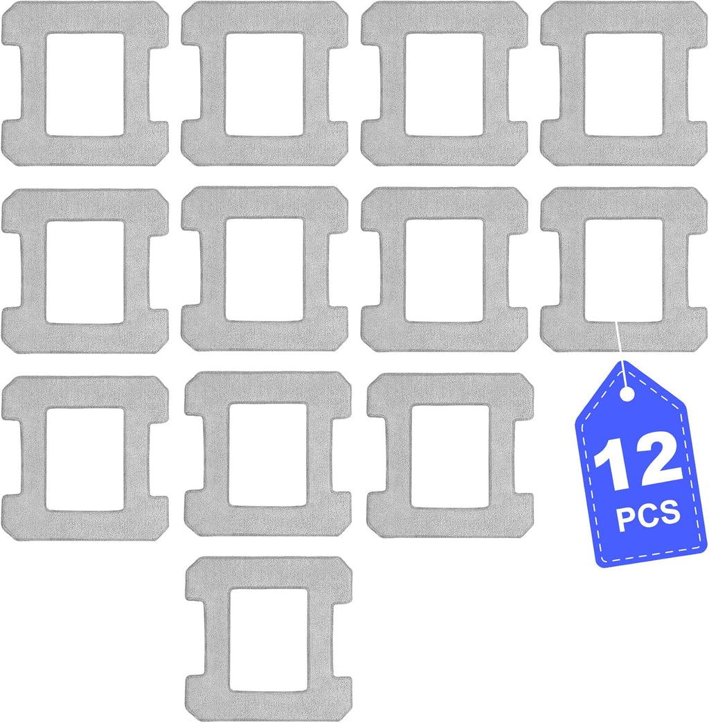 12 Pack Cleaning Rag Compatible with Ecovacs Winbot W2 Omni, W1, W1 Pro Window Vacuum Cleaner Robot, Washable and Reusable W2 Omni Mop Cloth W1 Mop Pad Accessories, Gray