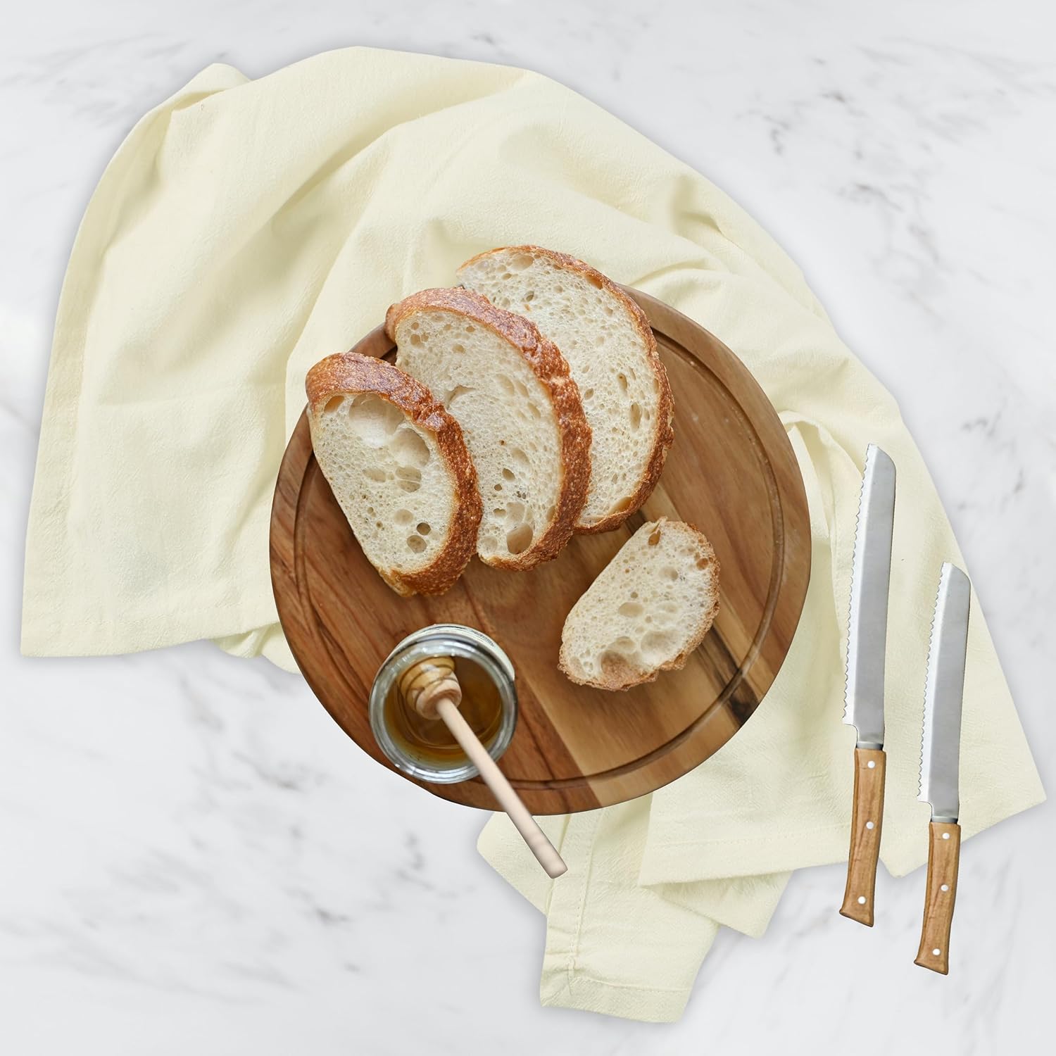 Urban Villa Flour Sack Ivory Kitchen Towels 100% Cotton Highly Absorbent Dish Towels for Bread Proofing Baking Drying Dinnerware Glass Embroidery DIY Projects Zero Lint 27x27 Inches (4 Pack)