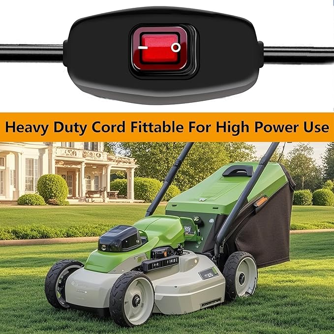 Heavy Duty Indoor/Outdoor Extension Cord Use, 6.56 FT Black Extension Cord with LED Light Switch On/Off, 1250W SJTW 18AWG 10A 125V AC,3 Prong Power Cord, UL Listed