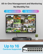 ZOSI 32CH 4K Security Camera System,16pcs 4K/8MP PoE Cameras Outdoor,Human/Vehicle Detection,2 Way Audio,Color Night Vision,16 Port 32 Channel 8MP Dual-Disk NVR with 4TB HDD for 24/7 Recording