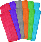 Microfiber Mop Pads, 18.5 x 6.3 Inch Reusable and Washable Spray Mop Pads, Wet and Dry Household Mop Pad Replacement, Set of 12(Colorful)