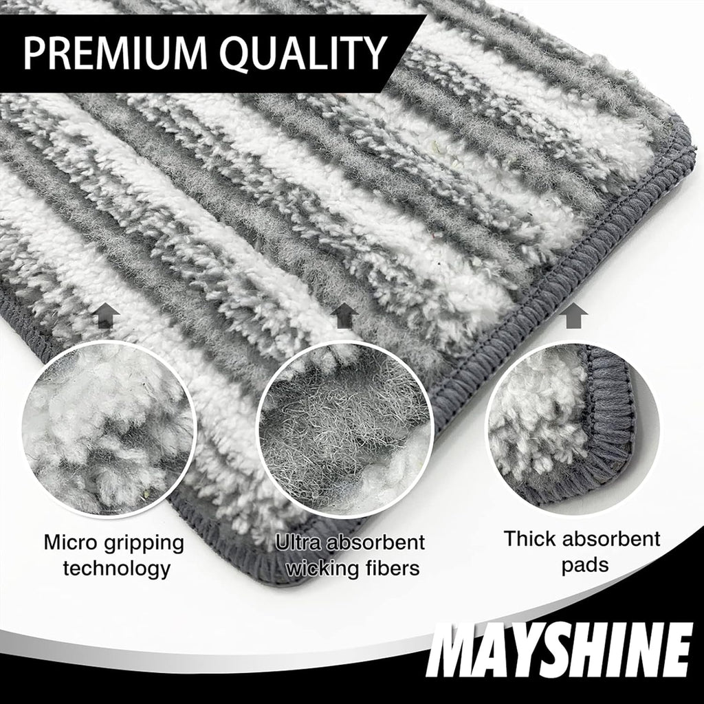 MAYSHINE 18" 360 Spin Microfiber Mop System w/ 2 Premium and 2 Standard Microfiber Pads | Use on Hardwood, Tile, Laminate, Vinyl Wet or Dry | Flat Dust Mop with 67" Extendable Steel Handle