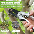 WORKPRO Garden Anvil Pruning Shears, 8" Pruning Scissors Heavy Duty with Ergonomically Design Handle, Labor-Saving Garden Clippers Hand Tools for Thick Dry branches and Dead Plants