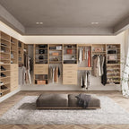 ROOMTEC 19.5" Double Hanging Closet Unit, Modular Closet System with Hanging Rod, Wardrobe Organizer for Bedroom or Walk-in Closet, Wall Mounted, Customizable Clothes Storage Unit, Wood