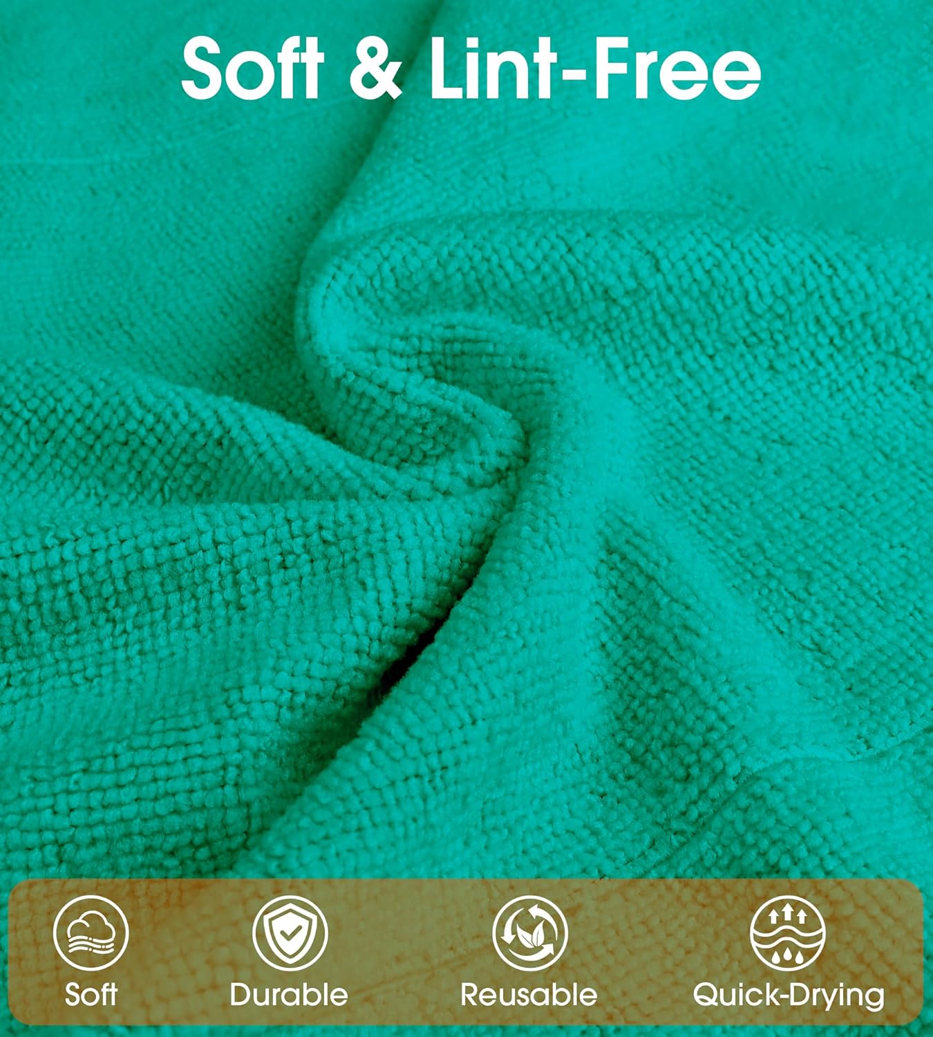 Roll of Microfiber Cleaning Cloth –100 Pack, Tear Away Microfiber Towels, Reusable, Washable, Scratch-Free, Cleaning Supplies,Kitchen Towels for Car, Home, Kitchen (Malachite Green)