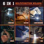 Plasma Cutter Welder Combo 200A Gas MIG/Gasless MIG/HF TIG/Stick/CUT/SPOT 6 in 1 Welding Machine Aluminum Welding 110/220V Dual Voltage Multi Process Welder