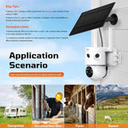 4G LTE Cellular Security Camera 180°Automatic Intrusion Detection and 360°Panoramic View Home and Outdoor Security Camera with Solar Panel, 2K Video Illumination at Night