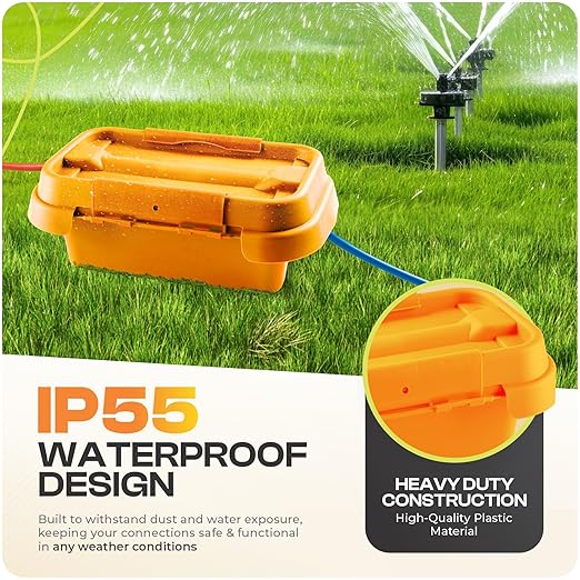 SockitBox – The Original Weatherproof Connection Box – Indoor & Outdoor Electrical Power Cord Enclosure for Timers, Extension Cables, Transformers, Power Strips, Lights, Tools & More – Small – Orange
