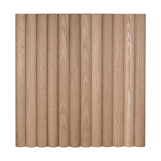 Outwater 1' Wide x 8' High x 3/8" Thick Unfinished Solid White Oak Flexible Tambour Sheet with 1" Half-Round Slats – Flexible and Versatile Wood Panel for Walls, Ceilings, and More
