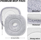 9 Inch Square Microfiber Mop Pad Refill Compatible with True & Tidy Mop System and Most 9 Inch Square Spin Mops - Thickened Washable & Reusable Mop Replacement Pad for Wet Dry Mopping(3 Pack)