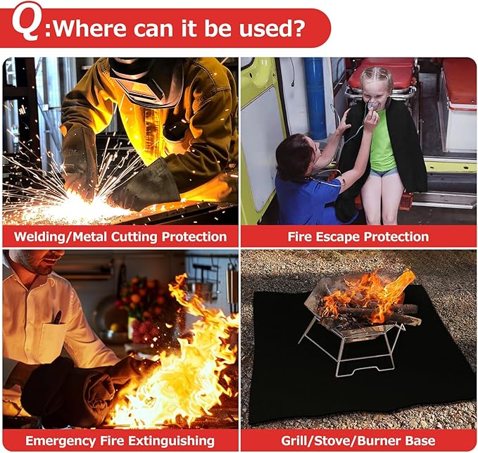 Matace 40x40 Inch Large Fireproof Welding Blanket & Pad, 5mm Thickened Fire Resistant Carbon Felt Cloth, Flame Retardant Fabric, Heat Shield for Grill Cover, Soldering, Firepit, Smoker, Black