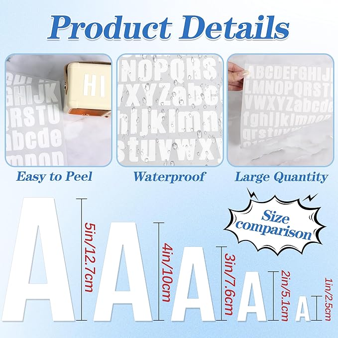3402 PCS 42 Sheets Letter Stickers Small Mailbox Numbers and Letters Self Adhesive Vinyl Waterproof Alphabet Number Stickers for Mailbox Address,Scrapbooking,Cup, Sign,DIY Crafts Art (1 Inch,White)