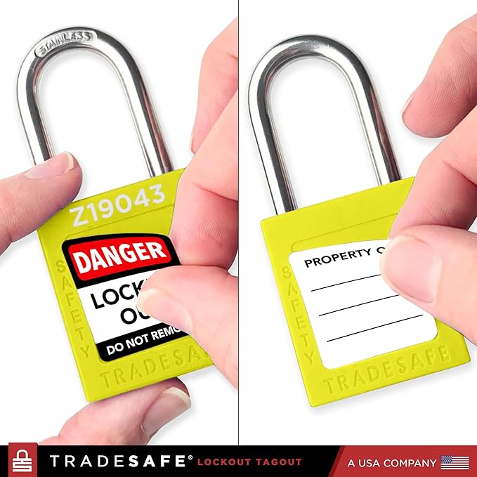 TRADESAFE Lockout Tagout Locks Set - 10 Yellow Keyed Alike Padlocks, 2 Keys Per Lock, OSHA Compliant Loto Locks