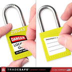 TRADESAFE Lockout Tagout Locks Set - 10 Yellow Keyed Alike Padlocks, 2 Keys Per Lock, OSHA Compliant Loto Locks